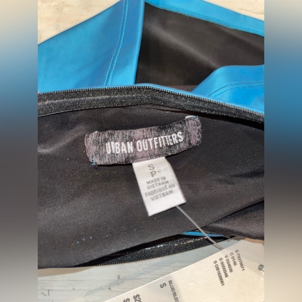 Urban Outfitters Blue Shiny Metallic Cutout Tube Top NWT | size Small - Picture 5 of 6